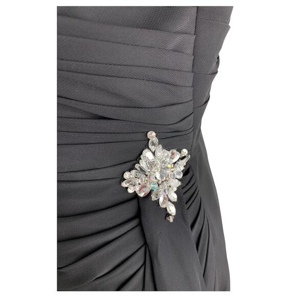 Val Stefani Long Chiffon Black Formal Dress With Draped Bodice. Womens Size 4 - Picture 6 of 10